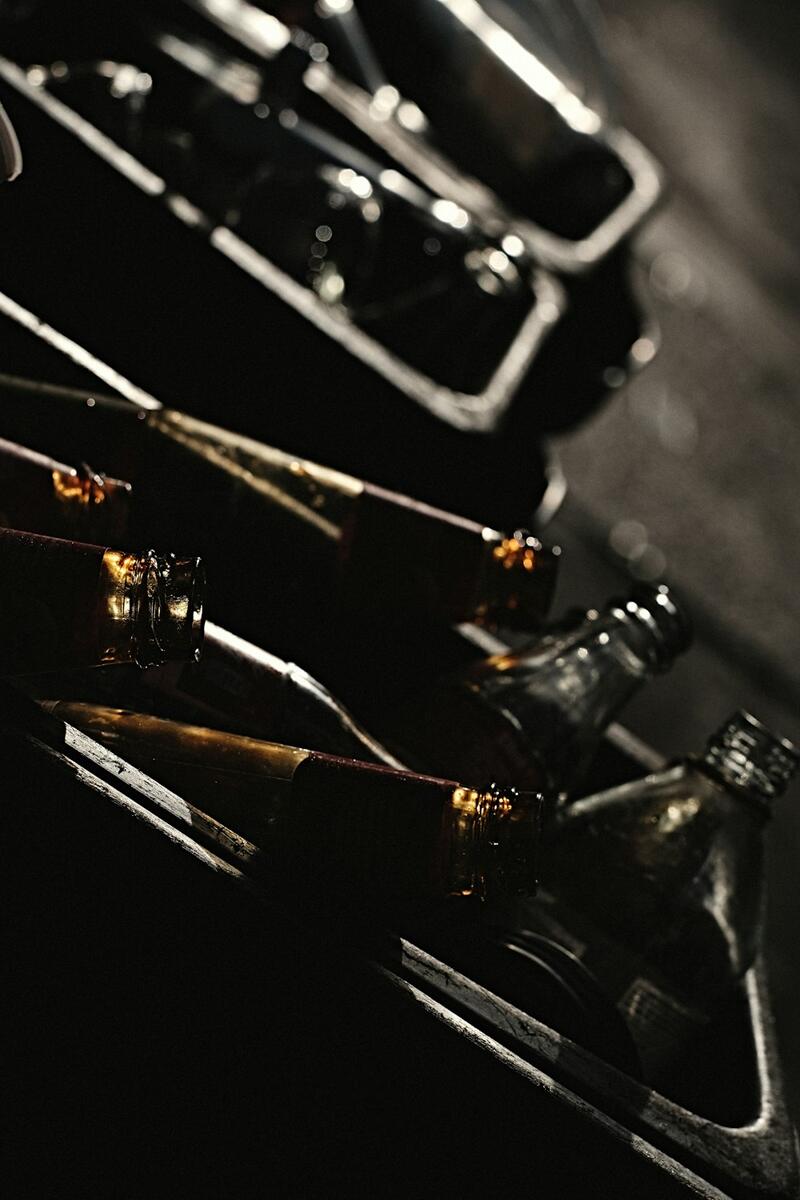 Empty glass bottles in a crate