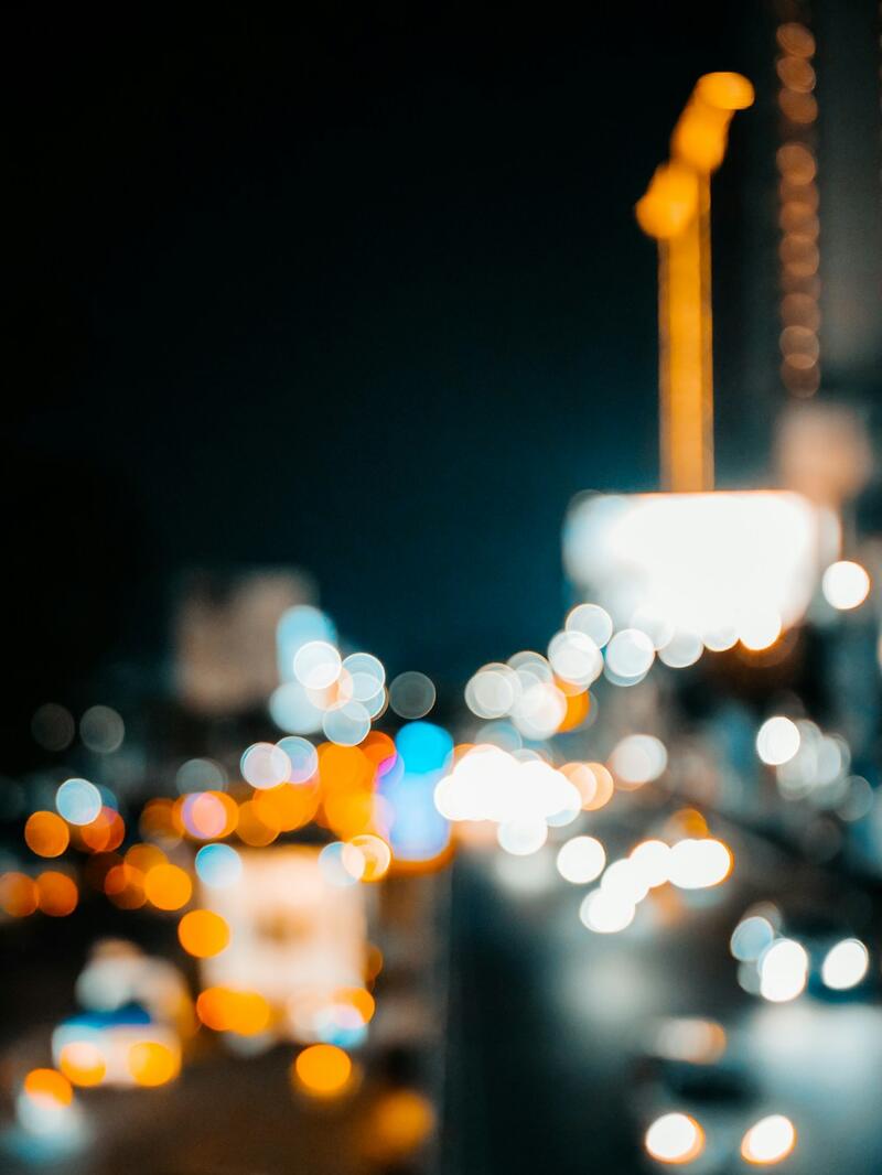 Blurred city lights at night